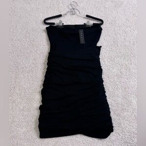 NWT Theory Averille Hidden Strapless Ruched Black Dress